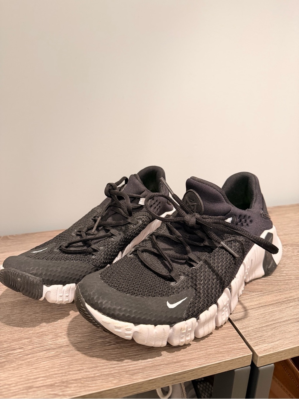 Nike Black and White Knit Metcon Training Shoes